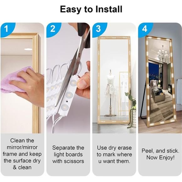 Hollywood Glam Led Vanity Lights Kit, 14ft Dimmable Mirror Lights, Full Body - Picture 6 of 6